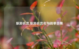 旅游名言,旅游名言名句简单合集