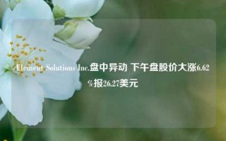 Element Solutions Inc.盘中异动 下午盘股价大涨6.62%报26.27美元