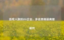 违规入股拟IPO企业，多名券商前高管被罚