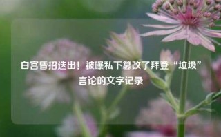 白宫昏招迭出！被曝私下篡改了拜登“垃圾”言论的文字记录