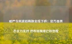 戒严令风波后韩股全线下跌：官方虽表态全力支持 但市场情绪已转悲观