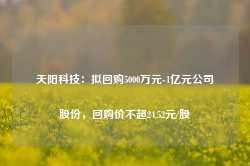 天阳科技：拟回购5000万元-1亿元公司股份，回购价不超24.52元/股-第1张图片-旅游攻略网